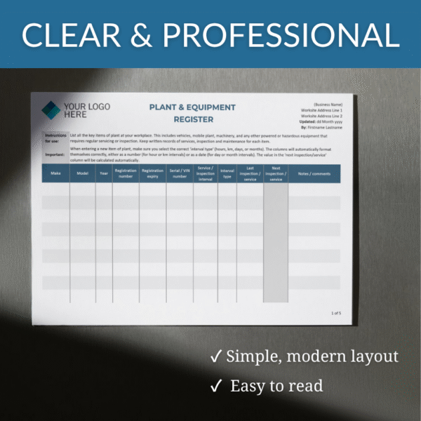 Plant & Equipment Register - Image 9